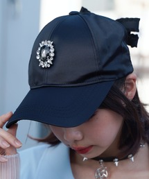 SPINNS | ビジュー付き サテンバックリボンキャップ(キャップ)