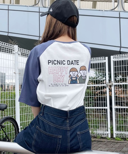 PairPair（ペアペア）の「ラグランバックプリントT(ユニセックス)（Tシャツ/カットソー・レディース・ブラック/ライトグリーン/ブルー系その他・MEDIUM/LARGE）」の3枚目の写真