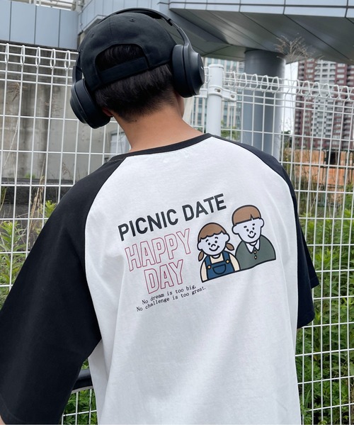 PairPair（ペアペア）の「ラグランバックプリントT(ユニセックス)（Tシャツ/カットソー・レディース・ブラック/ライトグリーン/ブルー系その他・MEDIUM/LARGE）」の2枚目の写真