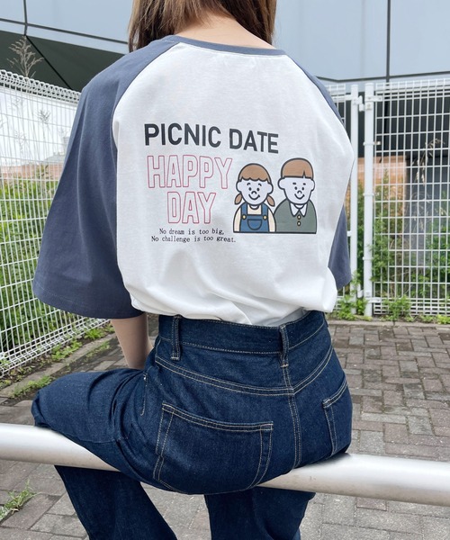 PairPair（ペアペア）の「ラグランバックプリントT(ユニセックス)（Tシャツ/カットソー・レディース・ブラック/ライトグリーン/ブルー系その他・MEDIUM/LARGE）」の14枚目の写真