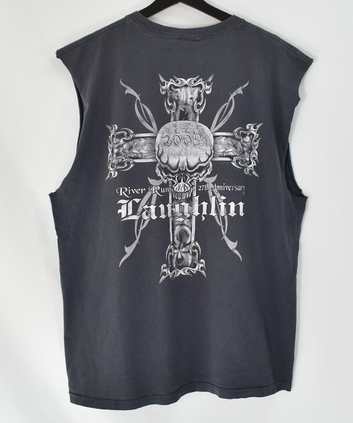 VINTAGE(ヴィンテージ)の「【ヴィンテージ古着】Y2K Laughlin River Run / ラフリン・リバー・ラン カットオフTシャツ(タンクトップ・メンズ・ブラック・LARGE)」の5枚目の写真