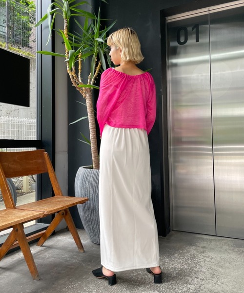 CIAOPANIC（チャオパニック）の「シアー2wayカーディガン（カーディガン/ボレロ・レディース・ブラック/ホワイト/オレンジ/グリーン/ピンク・FREE）」の8枚目の写真