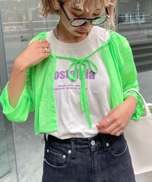 CIAOPANIC（チャオパニック）の「シアー2wayカーディガン（カーディガン/ボレロ・レディース・ブラック/ホワイト/オレンジ/グリーン/ピンク・FREE）」の16枚目の写真