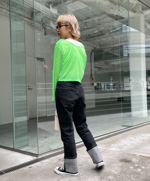 CIAOPANIC（チャオパニック）の「シアー2wayカーディガン（カーディガン/ボレロ・レディース・ブラック/ホワイト/オレンジ/グリーン/ピンク・FREE）」の19枚目の写真