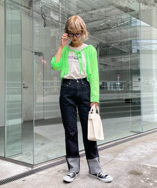 CIAOPANIC（チャオパニック）の「シアー2wayカーディガン（カーディガン/ボレロ・レディース・ブラック/ホワイト/オレンジ/グリーン/ピンク・FREE）」の18枚目の写真