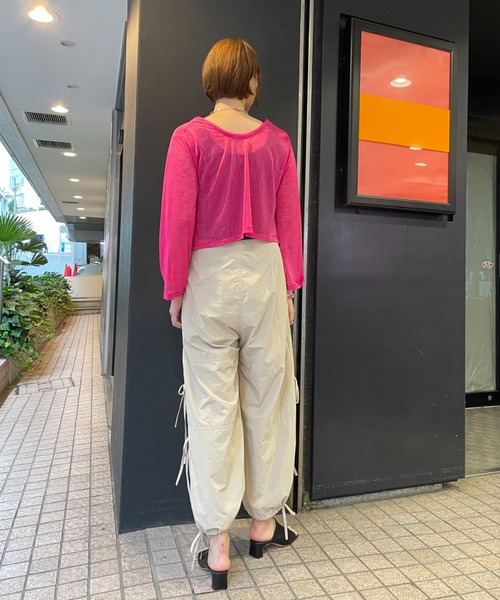 CIAOPANIC（チャオパニック）の「シアー2wayカーディガン（カーディガン/ボレロ・レディース・ブラック/ホワイト/オレンジ/グリーン/ピンク・FREE）」の15枚目の写真