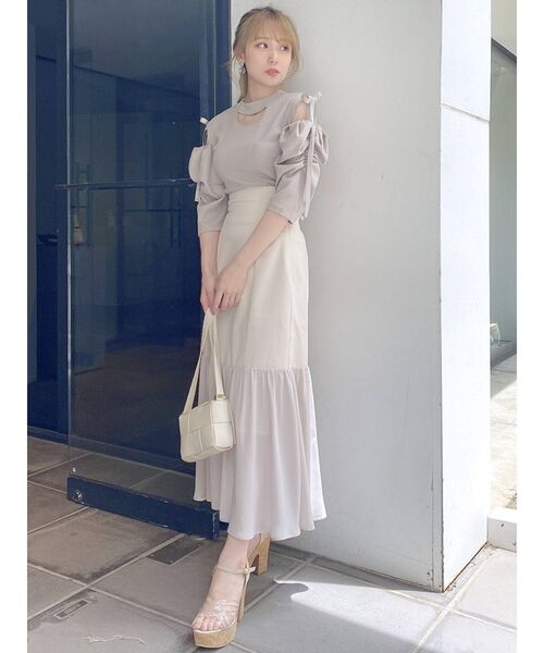 dazzlin（ダズリン）の「ショルダー2WAYギャザートップス（Tシャツ/カットソー・レディース・パープル/オフホワイト/ベージュ・FREE）」の14枚目の写真