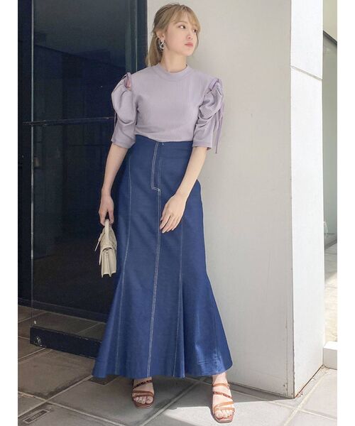 dazzlin（ダズリン）の「ショルダー2WAYギャザートップス（Tシャツ/カットソー・レディース・パープル/オフホワイト/ベージュ・FREE）」の22枚目の写真