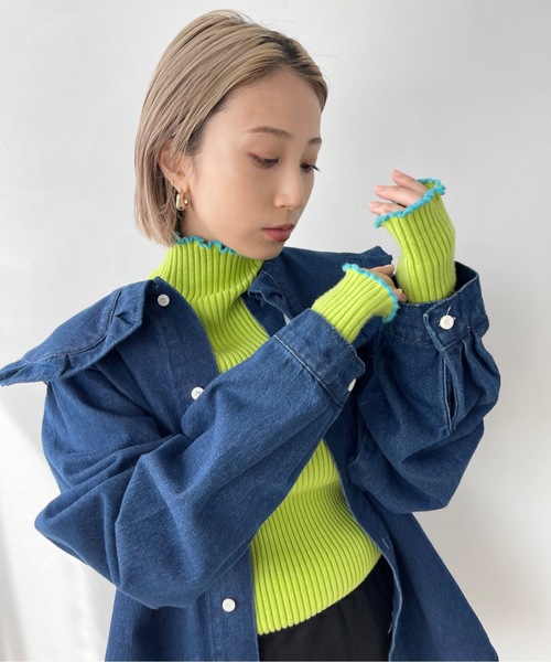 SANSeLF（サンセルフ）の「Se リブメロウトップス 【SANSeLF】sanw22a032 【ZOZOTOWN限定アイテム】（その他トップス・レディース・ブラック/ライトグリーン/アイボリー・FREE）」の5枚目の写真