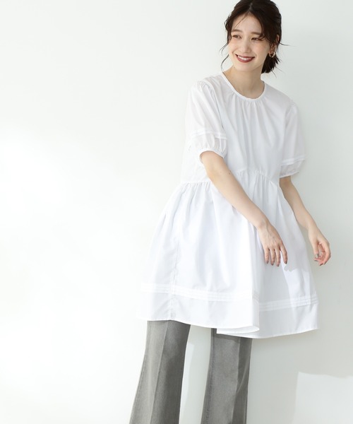 N.（N. Natural Beauty Basic）（エヌエヌナチュラルビューティーベーシック）の「◆パフスリーブチュニックブラウス（シャツ/ブラウス・レディース・ブラック/パープル/オフホワイト・MEDIUM）」の2枚目の写真