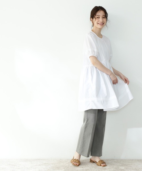 N.（N. Natural Beauty Basic）（エヌエヌナチュラルビューティーベーシック）の「◆パフスリーブチュニックブラウス（シャツ/ブラウス・レディース・ブラック/パープル/オフホワイト・MEDIUM）」の5枚目の写真