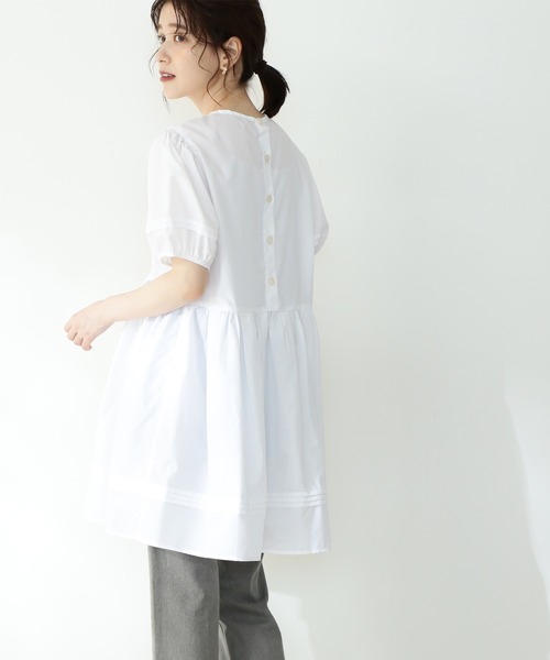 N.（N. Natural Beauty Basic）（エヌエヌナチュラルビューティーベーシック）の「◆パフスリーブチュニックブラウス（シャツ/ブラウス・レディース・ブラック/パープル/オフホワイト・MEDIUM）」の6枚目の写真