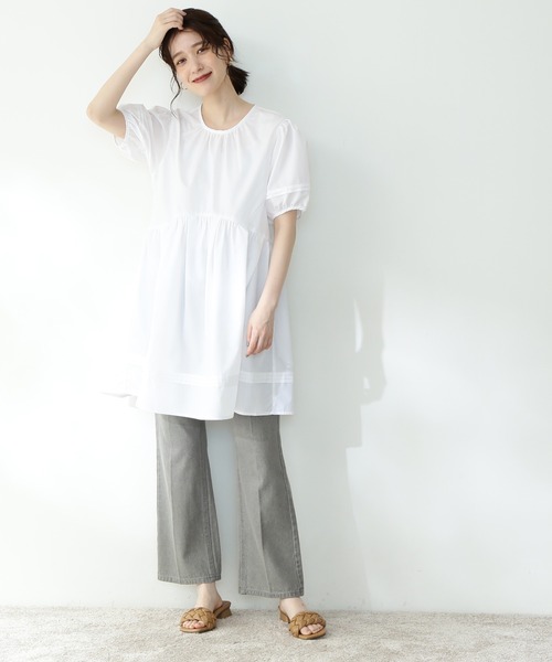 N.（N. Natural Beauty Basic）（エヌエヌナチュラルビューティーベーシック）の「◆パフスリーブチュニックブラウス（シャツ/ブラウス・レディース・ブラック/パープル/オフホワイト・MEDIUM）」の4枚目の写真