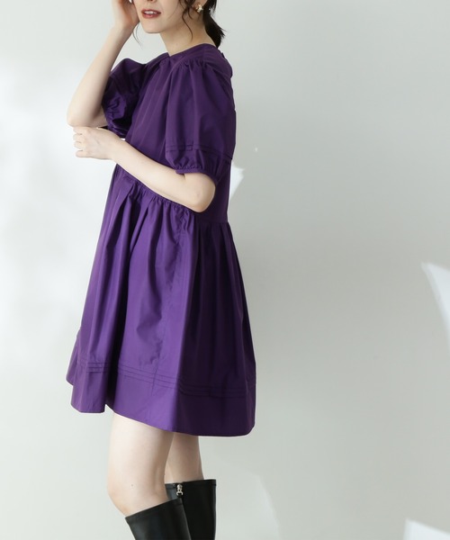 N.（N. Natural Beauty Basic）（エヌエヌナチュラルビューティーベーシック）の「◆パフスリーブチュニックブラウス（シャツ/ブラウス・レディース・ブラック/パープル/オフホワイト・MEDIUM）」の9枚目の写真