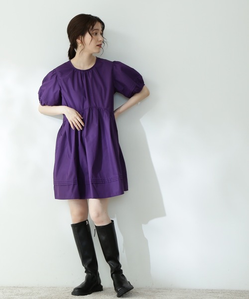 N.（N. Natural Beauty Basic）（エヌエヌナチュラルビューティーベーシック）の「◆パフスリーブチュニックブラウス（シャツ/ブラウス・レディース・ブラック/パープル/オフホワイト・MEDIUM）」の13枚目の写真