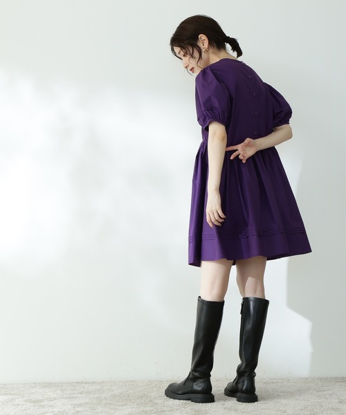 N.（N. Natural Beauty Basic）（エヌエヌナチュラルビューティーベーシック）の「◆パフスリーブチュニックブラウス（シャツ/ブラウス・レディース・ブラック/パープル/オフホワイト・MEDIUM）」の14枚目の写真