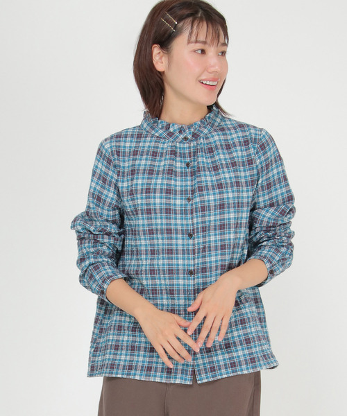 LBC(エルビーシー)の「オーガニックコットン襟フリルブラウス(シャツ/ブラウス・レディース・ホワイト/チャコールグレー/スカイブルー・M/L)」の21枚目の写真