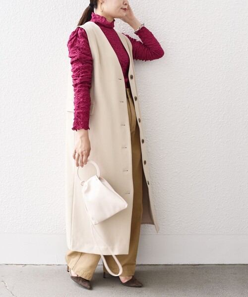 SHIPS（シップス）の「*〈手洗い可能〉シャーリングメロータートル◆（その他トップス・レディース・ブラック/ネイビー/ピンク/ナチュラル・ONE SIZE）」の14枚目の写真