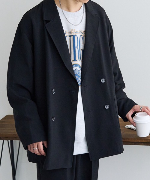 DISCOAT（ディスコート）の「テックリネンWブレストシャツジャケット（テーラードジャケット・レディース・ブラック/ブラウン・FREE）」の11枚目の写真