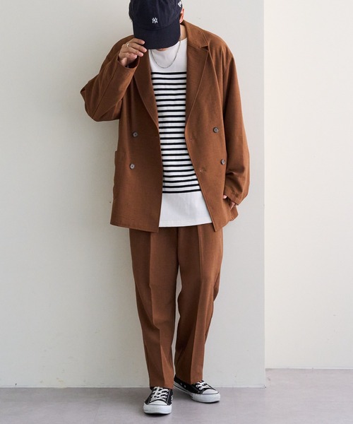 DISCOAT（ディスコート）の「テックリネンWブレストシャツジャケット（テーラードジャケット・レディース・ブラック/ブラウン・FREE）」の7枚目の写真