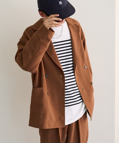 DISCOAT（ディスコート）の「テックリネンWブレストシャツジャケット（テーラードジャケット・レディース・ブラック/ブラウン・FREE）」の4枚目の写真