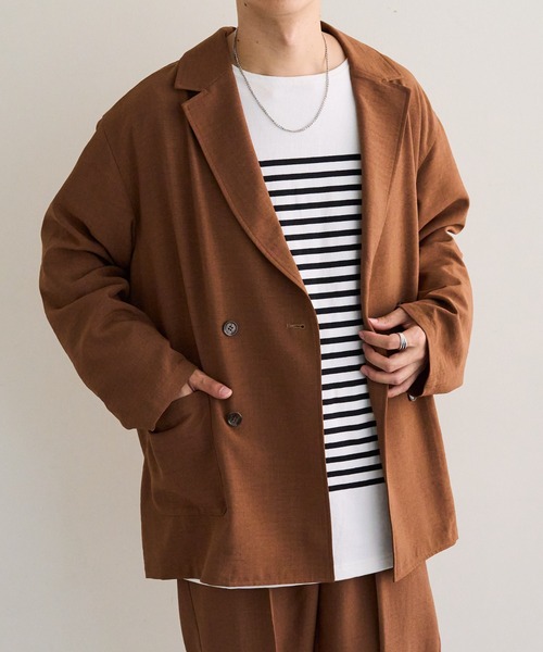 DISCOAT（ディスコート）の「テックリネンWブレストシャツジャケット（テーラードジャケット・レディース・ブラック/ブラウン・FREE）」の14枚目の写真