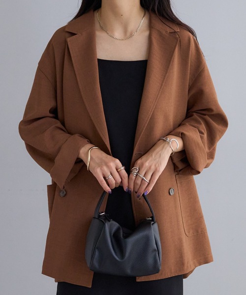 DISCOAT（ディスコート）の「テックリネンWブレストシャツジャケット（テーラードジャケット・レディース・ブラック/ブラウン・FREE）」の21枚目の写真