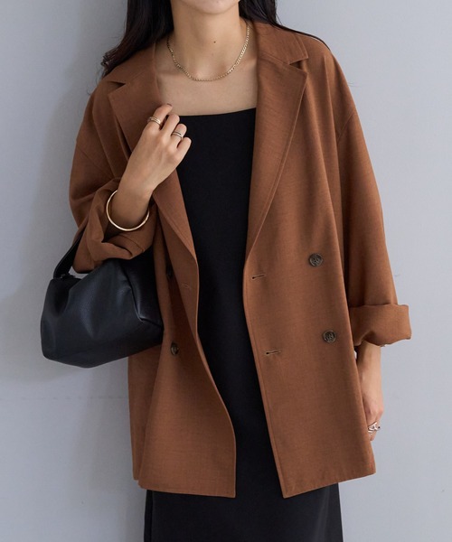 DISCOAT（ディスコート）の「テックリネンWブレストシャツジャケット（テーラードジャケット・レディース・ブラック/ブラウン・FREE）」の20枚目の写真