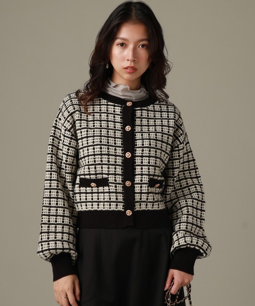Cheek(チーク)の「ツイードカーディガン(カーディガン/ボレロ・レディース・ホワイト×ブラック/ラベンダー・MEDIUM)」の9枚目の写真