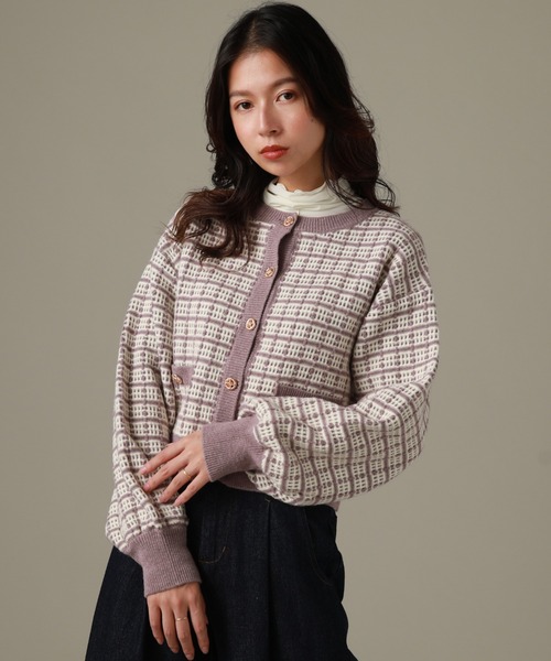 Cheek(チーク)の「ツイードカーディガン(カーディガン/ボレロ・レディース・ホワイト×ブラック/ラベンダー・MEDIUM)」の12枚目の写真