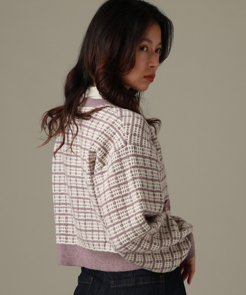 Cheek(チーク)の「ツイードカーディガン(カーディガン/ボレロ・レディース・ホワイト×ブラック/ラベンダー・MEDIUM)」の14枚目の写真