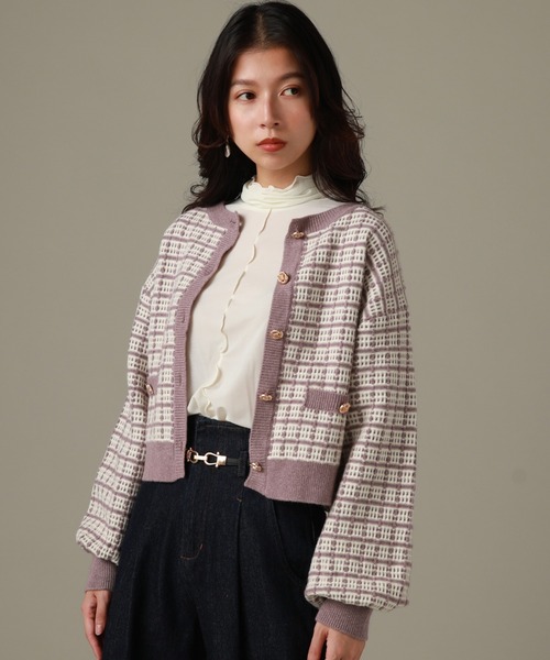 Cheek(チーク)の「ツイードカーディガン(カーディガン/ボレロ・レディース・ホワイト×ブラック/ラベンダー・MEDIUM)」の15枚目の写真