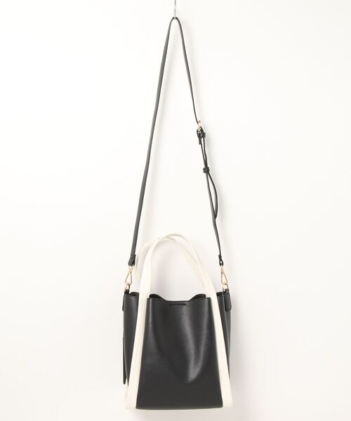 SALON de RUBAN（サロンドルヴァン）の「【SALON de RUBAN / サロン ド ルヴァン】 2wayハンドトート パスケース＆ポーチ付き（トートバッグ・レディース・ワイン/グリーン/ブラック×ホワイト・FREE）」の4枚目の写真