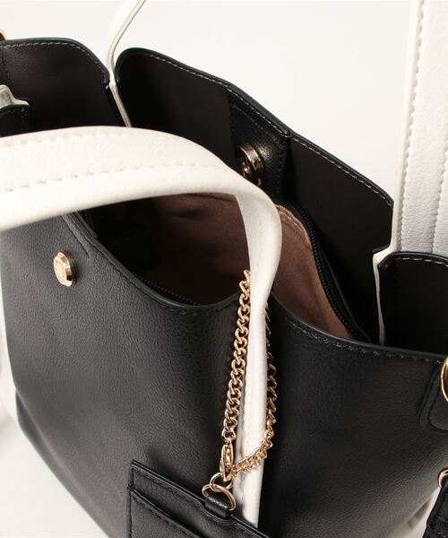 SALON de RUBAN（サロンドルヴァン）の「【SALON de RUBAN / サロン ド ルヴァン】 2wayハンドトート パスケース＆ポーチ付き（トートバッグ・レディース・ワイン/グリーン/ブラック×ホワイト・FREE）」の5枚目の写真