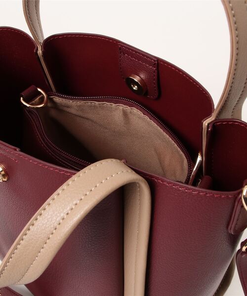 SALON de RUBAN（サロンドルヴァン）の「【SALON de RUBAN / サロン ド ルヴァン】 2wayハンドトート パスケース＆ポーチ付き（トートバッグ・レディース・ワイン/グリーン/ブラック×ホワイト・FREE）」の7枚目の写真