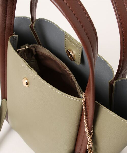 SALON de RUBAN（サロンドルヴァン）の「【SALON de RUBAN / サロン ド ルヴァン】 2wayハンドトート パスケース＆ポーチ付き（トートバッグ・レディース・ワイン/グリーン/ブラック×ホワイト・FREE）」の8枚目の写真