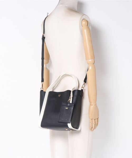 SALON de RUBAN（サロンドルヴァン）の「【SALON de RUBAN / サロン ド ルヴァン】 2wayハンドトート パスケース＆ポーチ付き（トートバッグ・レディース・ワイン/グリーン/ブラック×ホワイト・FREE）」の9枚目の写真