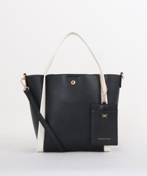 SALON de RUBAN（サロンドルヴァン）の「【SALON de RUBAN / サロン ド ルヴァン】 2wayハンドトート パスケース＆ポーチ付き（トートバッグ・レディース・ワイン/グリーン/ブラック×ホワイト・FREE）」の22枚目の写真