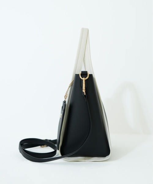 SALON de RUBAN（サロンドルヴァン）の「【SALON de RUBAN / サロン ド ルヴァン】 2wayハンドトート パスケース＆ポーチ付き（トートバッグ・レディース・ワイン/グリーン/ブラック×ホワイト・FREE）」の14枚目の写真