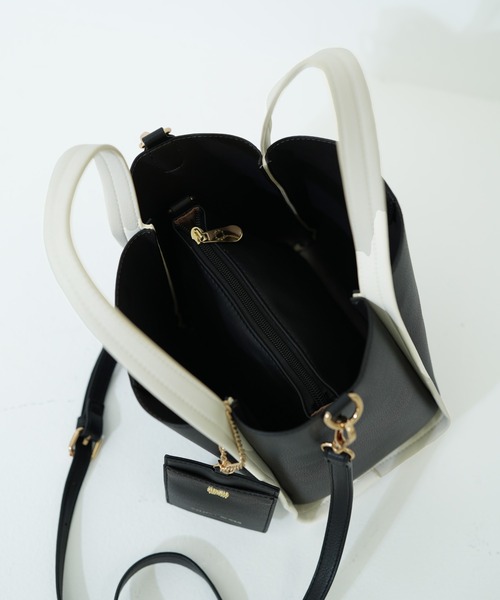 SALON de RUBAN（サロンドルヴァン）の「【SALON de RUBAN / サロン ド ルヴァン】 2wayハンドトート パスケース＆ポーチ付き（トートバッグ・レディース・ワイン/グリーン/ブラック×ホワイト・FREE）」の16枚目の写真