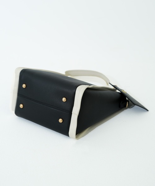 SALON de RUBAN（サロンドルヴァン）の「【SALON de RUBAN / サロン ド ルヴァン】 2wayハンドトート パスケース＆ポーチ付き（トートバッグ・レディース・ワイン/グリーン/ブラック×ホワイト・FREE）」の18枚目の写真