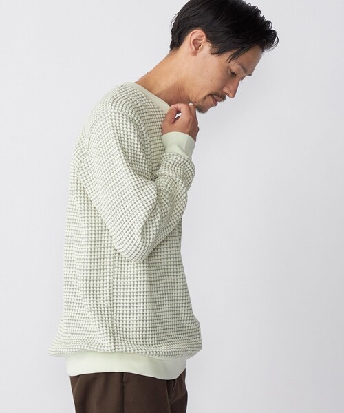 SHIPS(シップス)の「SHIPS: 2トーン ビッグワッフル クルーネック プルオーバー (ロンT)(Tシャツ/カットソー・メンズ・チャコールグレー/ネイビー/ライトグリーン/ナチュラル・SMALL/MEDIUM/LARGE/X-LARGE)」の15枚目の写真