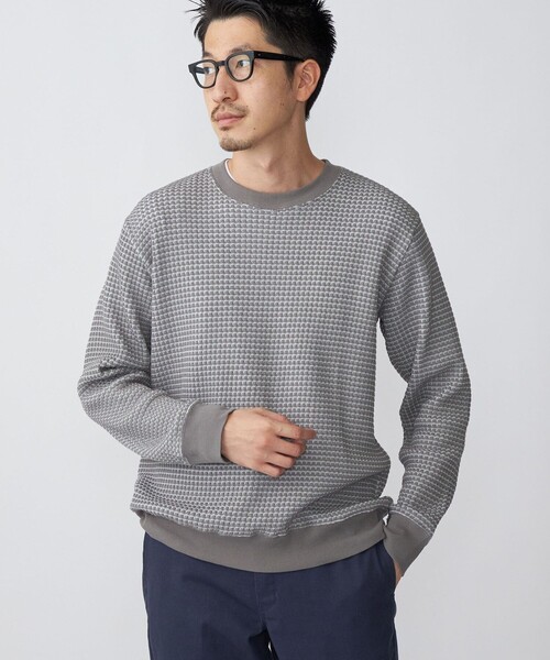 SHIPS(シップス)の「SHIPS: 2トーン ビッグワッフル クルーネック プルオーバー (ロンT)(Tシャツ/カットソー・メンズ・チャコールグレー/ネイビー/ライトグリーン/ナチュラル・SMALL/MEDIUM/LARGE/X-LARGE)」の8枚目の写真
