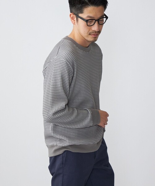 SHIPS(シップス)の「SHIPS: 2トーン ビッグワッフル クルーネック プルオーバー (ロンT)(Tシャツ/カットソー・メンズ・チャコールグレー/ネイビー/ライトグリーン/ナチュラル・SMALL/MEDIUM/LARGE/X-LARGE)」の7枚目の写真