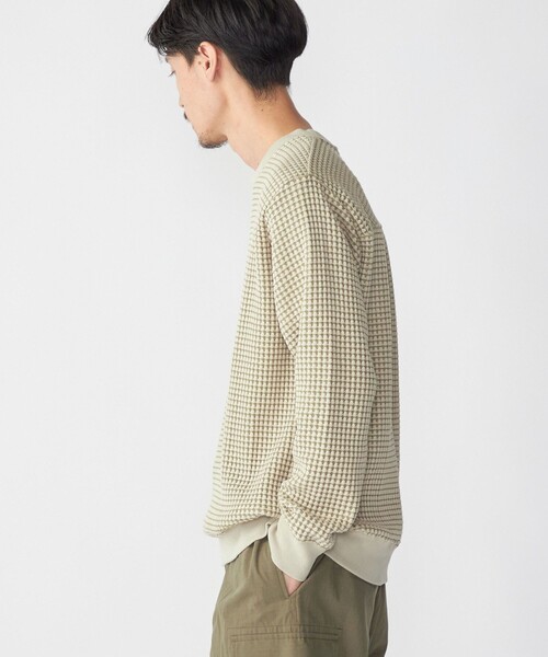 SHIPS(シップス)の「SHIPS: 2トーン ビッグワッフル クルーネック プルオーバー (ロンT)(Tシャツ/カットソー・メンズ・チャコールグレー/ネイビー/ライトグリーン/ナチュラル・SMALL/MEDIUM/LARGE/X-LARGE)」の16枚目の写真