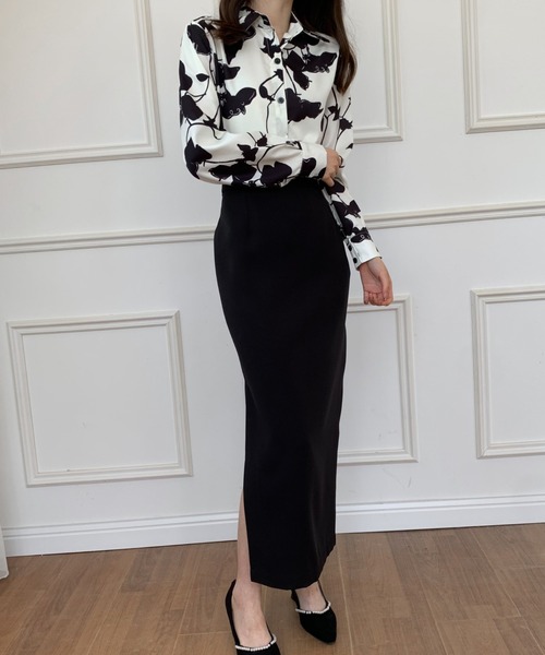 ECLIN（エクラン）の「スリットタイトロングスカート（スカート・レディース・ブラック/ベージュ/カーキ・S/M）」の6枚目の写真