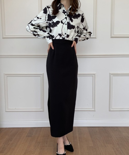 ECLIN（エクラン）の「スリットタイトロングスカート（スカート・レディース・ブラック/ベージュ/カーキ・S/M）」の7枚目の写真