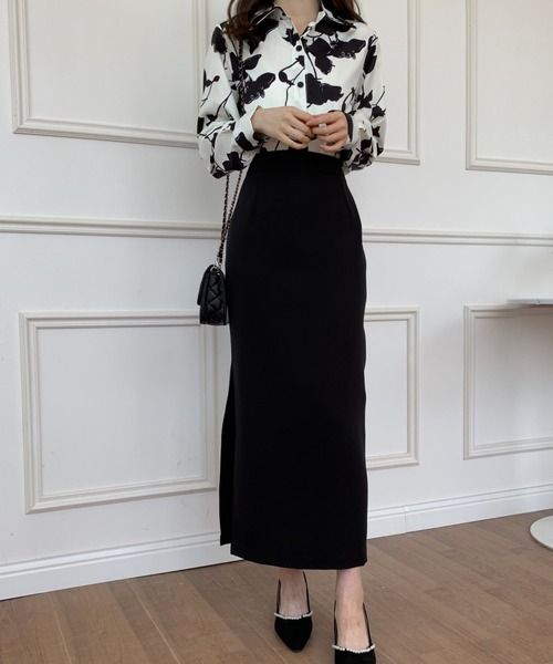 ECLIN（エクラン）の「スリットタイトロングスカート（スカート・レディース・ブラック/ベージュ/カーキ・S/M）」の10枚目の写真