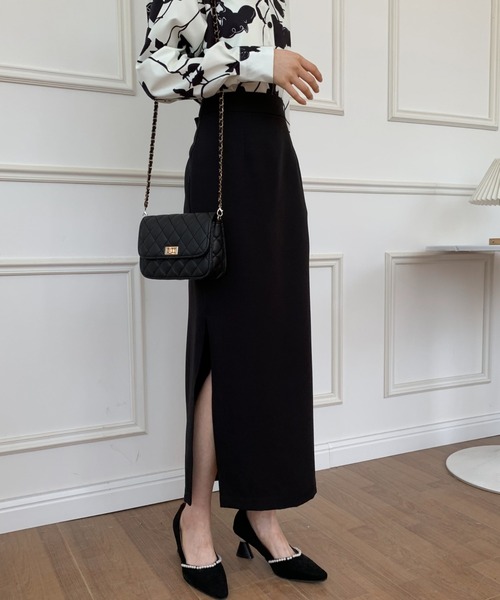 ECLIN（エクラン）の「スリットタイトロングスカート（スカート・レディース・ブラック/ベージュ/カーキ・S/M）」の11枚目の写真