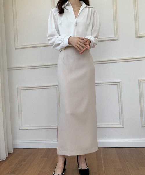 ECLIN（エクラン）の「スリットタイトロングスカート（スカート・レディース・ブラック/ベージュ/カーキ・S/M）」の14枚目の写真